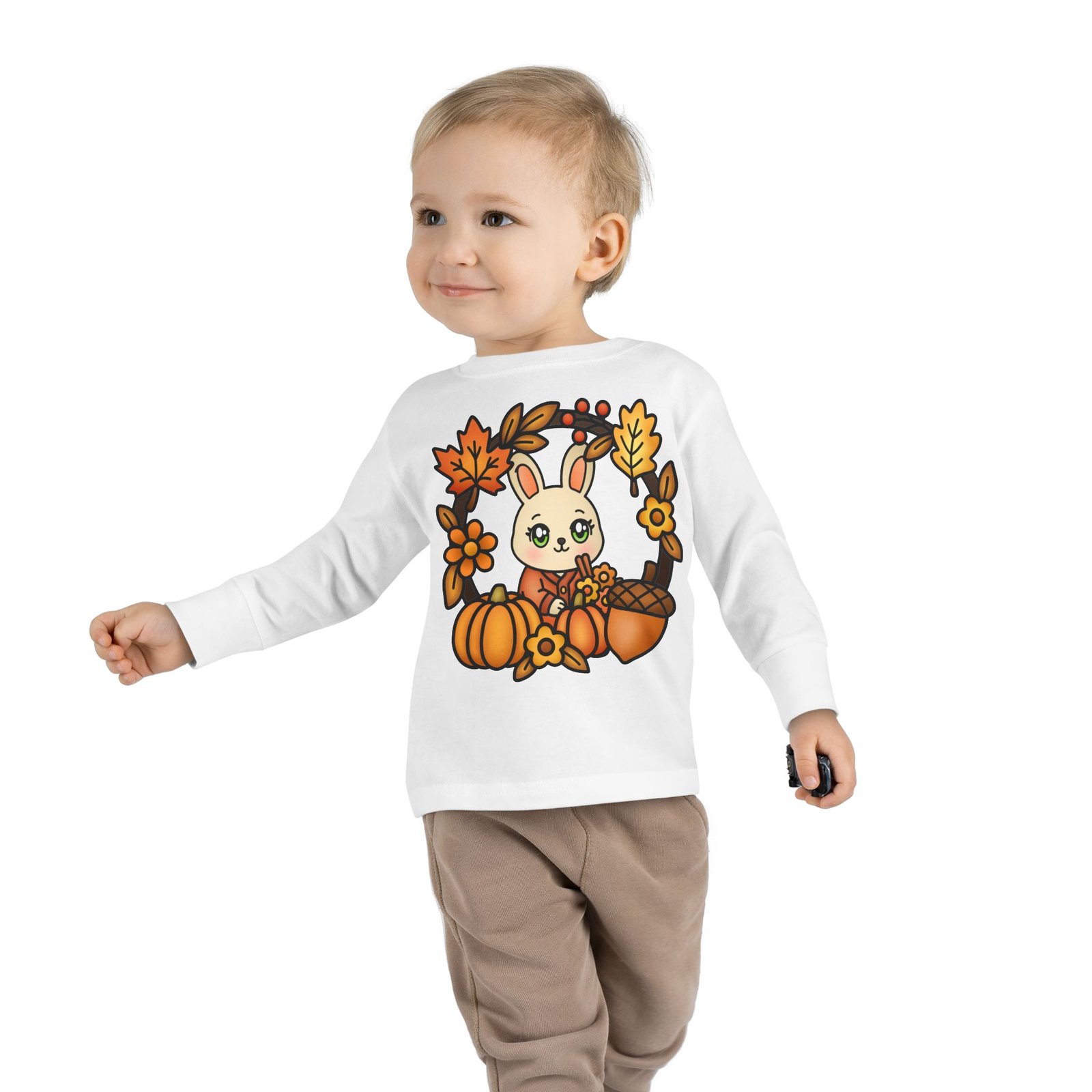 Cute Toddler Long Sleeve Tee, Fall Cute Rabbit Design, Baby T-Shirt, Kids Apparel, Toddler Gift, Playful Shirt, Baby Outfit - Image 3