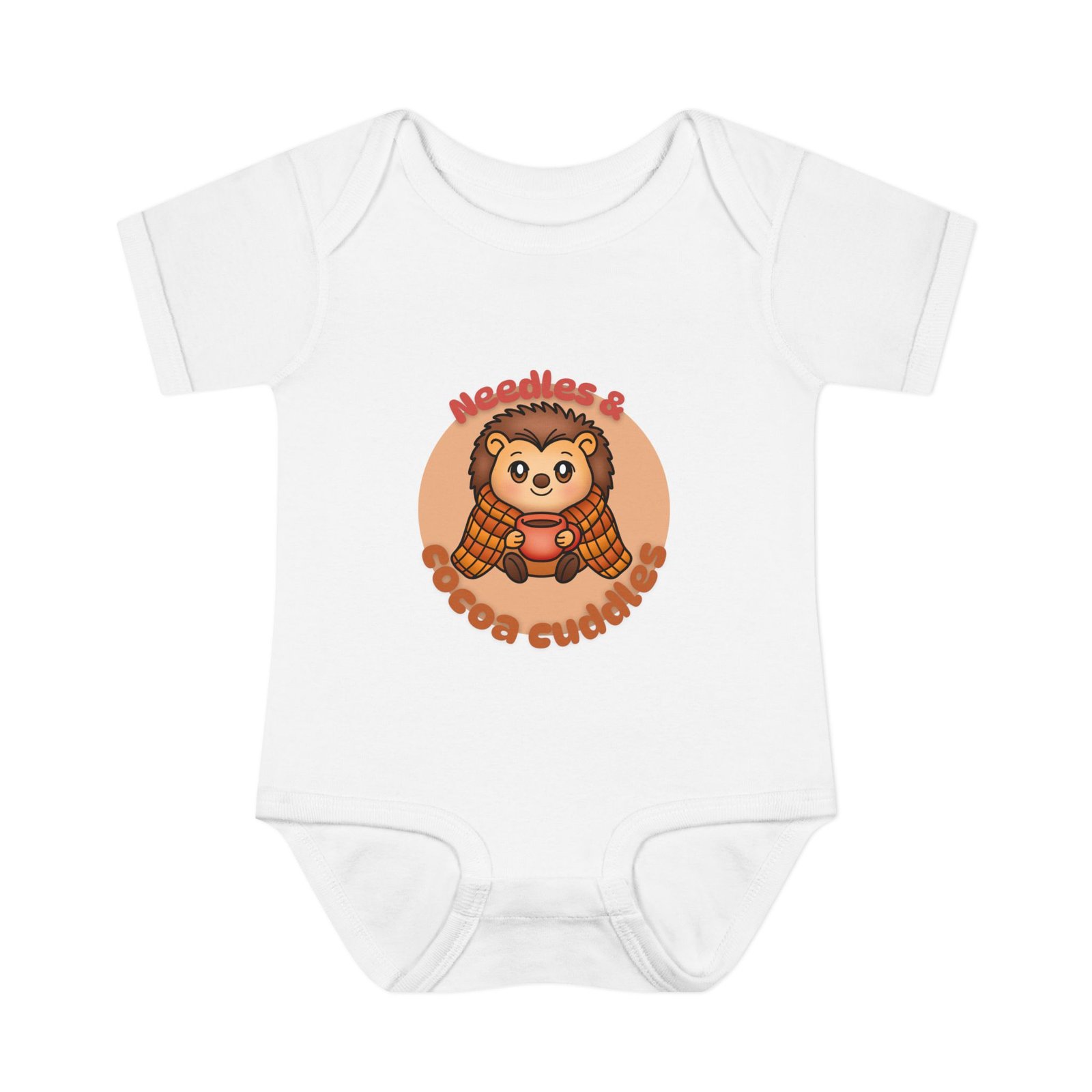 Cute Infant Baby Bodysuit "Needles & cocoa cuddles" Design, Infant Clothing, Baby Shower Gift, Toddler Outfit, Newborn Apparel