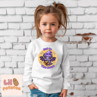 Bat to the bone Cute Toddler Long Sleeve Tee, Baby T-Shirt, Kids Apparel, Toddler Gift, Playful Shirt, Baby Outfit, Cute Halloween Tee