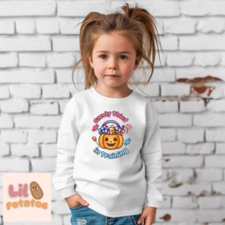 Candy Thief in Training Cute Toddler Long Sleeve Tee, Baby T-Shirt, Kids Apparel, Toddler Gift, Playful Shirt, Baby Outfit, Cute Halloween Tee