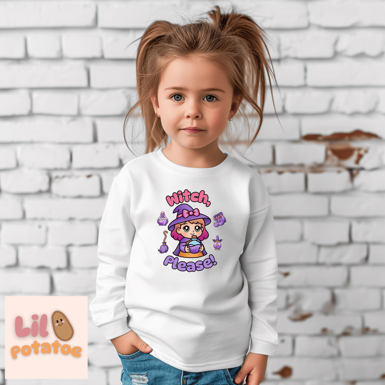 Witch, Please! Cute Toddler Long Sleeve Tee, Baby T-Shirt, Kids Apparel, Toddler Gift, Playful Shirt, Baby Outfit, Cute Halloween Tee