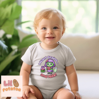 I Want Brains... and Milk! Cute Infant Tee, Baby Shirt, Newborn Gift, Toddler Apparel, Funny Baby Clothes Halloween Tee