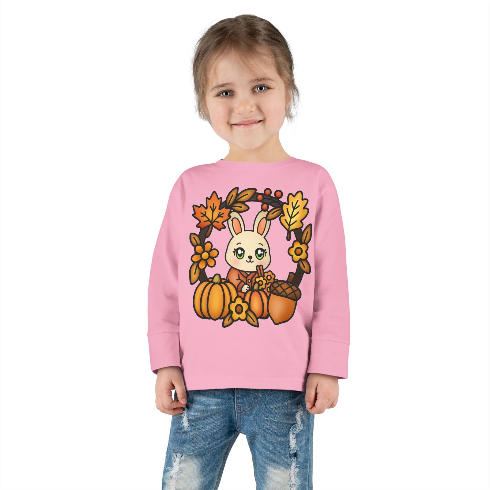 Cute Toddler Long Sleeve Tee, Fall Cute Rabbit Design, Baby T-Shirt, Kids Apparel, Toddler Gift, Playful Shirt, Baby Outfit - Image 16
