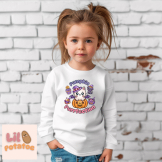 Pumpkin Purrfection Cute Toddler Long Sleeve Tee, Baby T-Shirt, Kids Apparel, Toddler Gift, Playful Shirt, Baby Outfit, Cute Halloween Tee