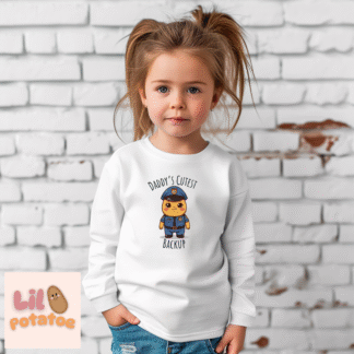 Daddy’s Lil Officer Cute Toddler Long Sleeve Tee, Baby T-Shirt, Kids Apparel, Toddler Gift, Playful Shirt, Baby Outfit